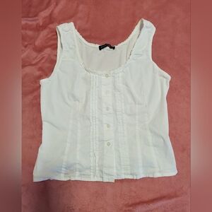 Brandy Melville White Button-Front Tank Top